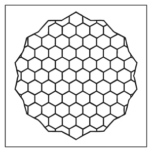 Mandala de celdas de panal para imprimir, página para colorear gratis en español.