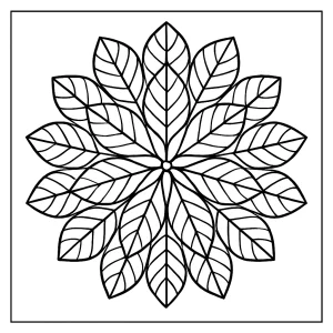 Página para colorear de mandala hecha de venas de hojas, lista para imprimir y colorear gratis