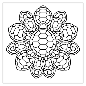 Mandala de caparazones de tortuga página para colorear gratis para imprimir