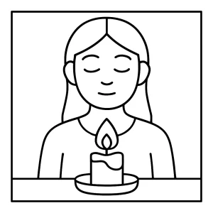 Página para colorear de vela encendida para mindfulness y concentración