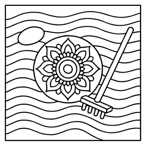 Mandala sand garden página para colorear con patrones relajantes de jardín de arena para imprimir y colorear gratis