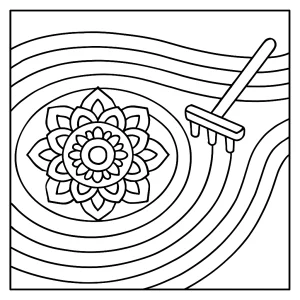 Página para colorear de un jardín de arena mandala mindfulness para imprimir gratis