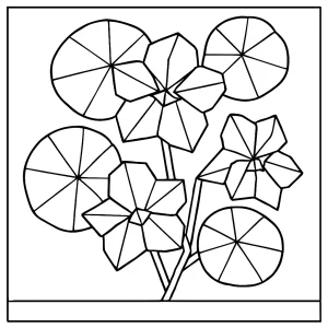 Collage de flores de capuchina en estilo origami, página para colorear para imprimir gratis