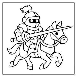 Robotický rytier s laserovou kopijou - omalovánka pre deti, coloring page na vytlačenie