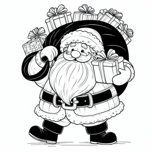 Papá Noel con gran saco de regalos - página para colorear gratis para imprimir