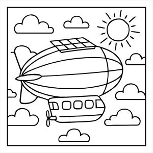 Crucero en dirigible solar página para colorear para imprimir gratis